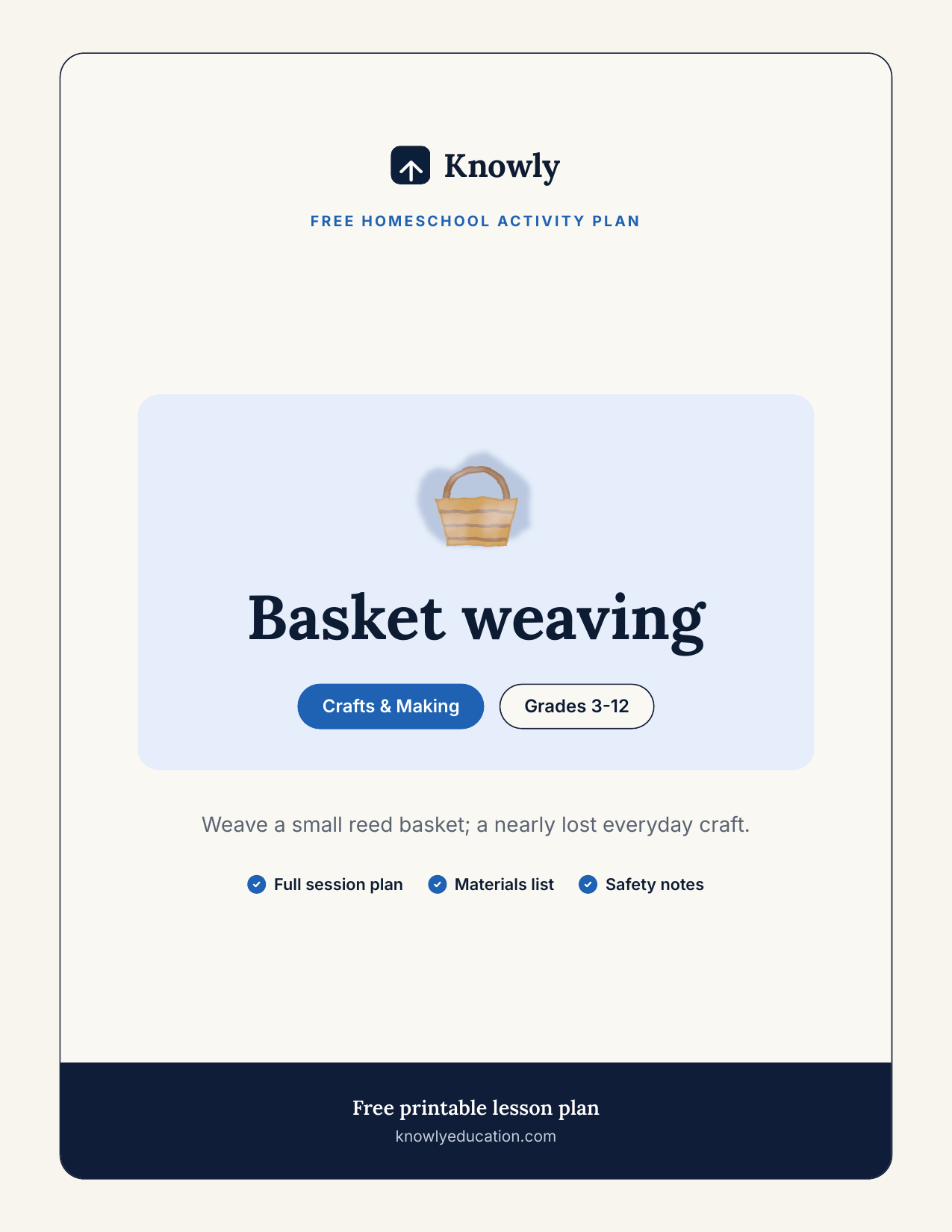 Basket weaving — free recess activity from Knowly