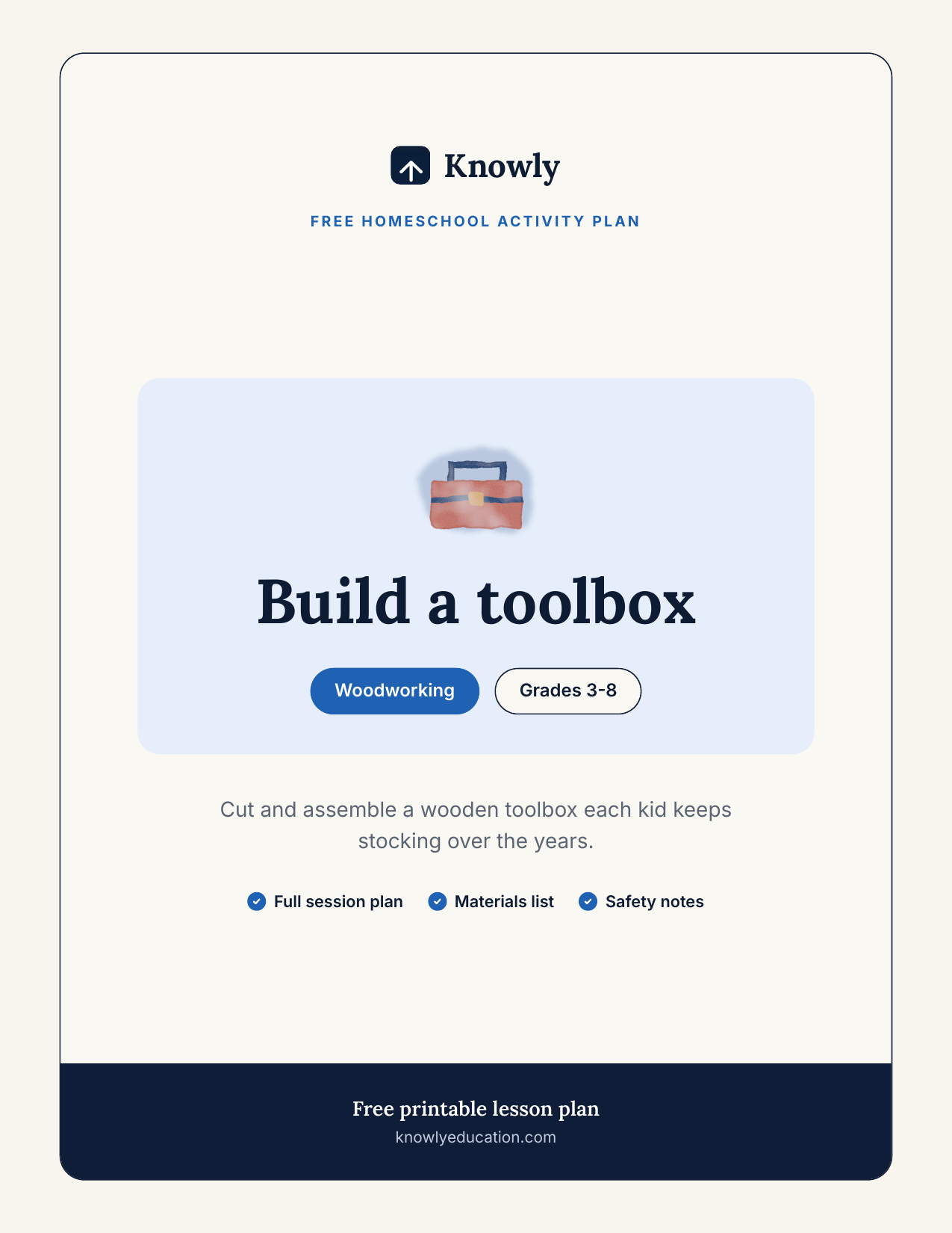 Build a toolbox — free recess activity from Knowly