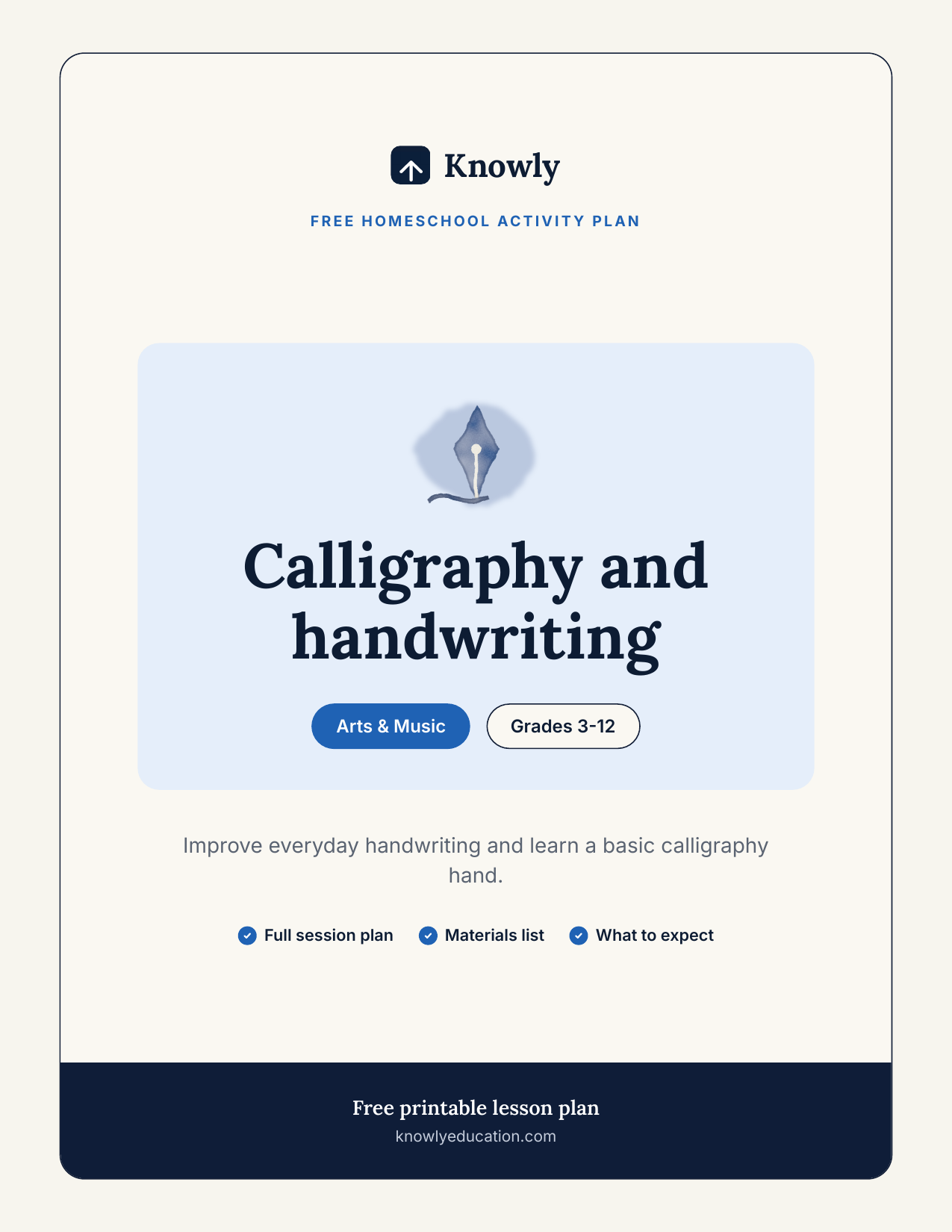 Calligraphy and handwriting — free recess activity from Knowly