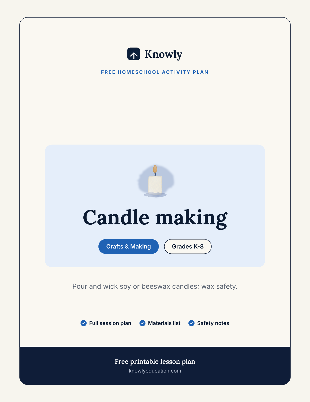 Candle making — free recess activity from Knowly