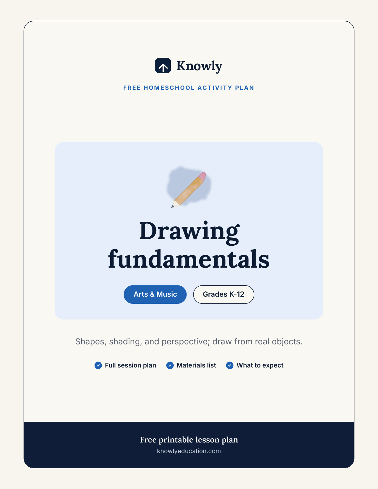 Drawing fundamentals — free recess activity from Knowly