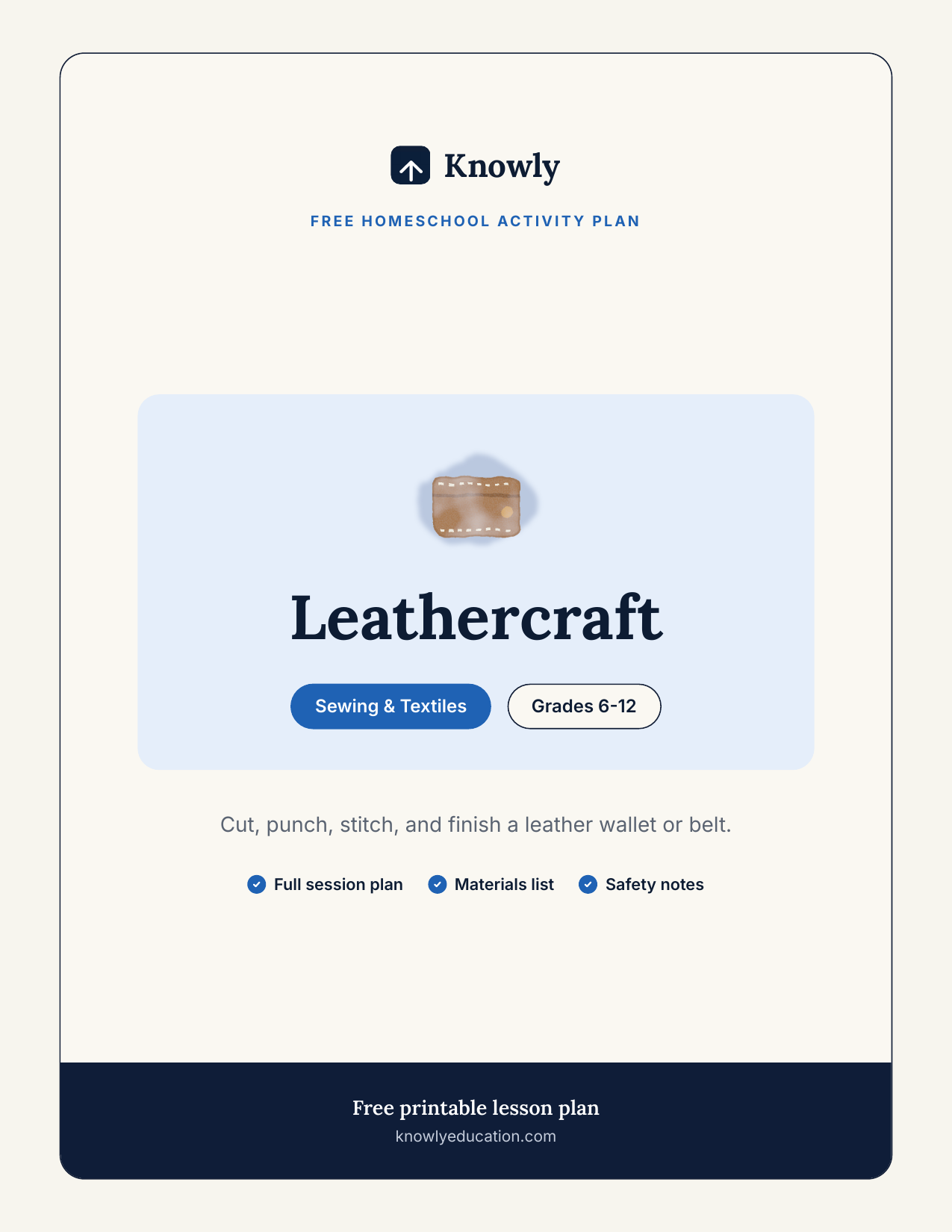 Leathercraft — free recess activity from Knowly