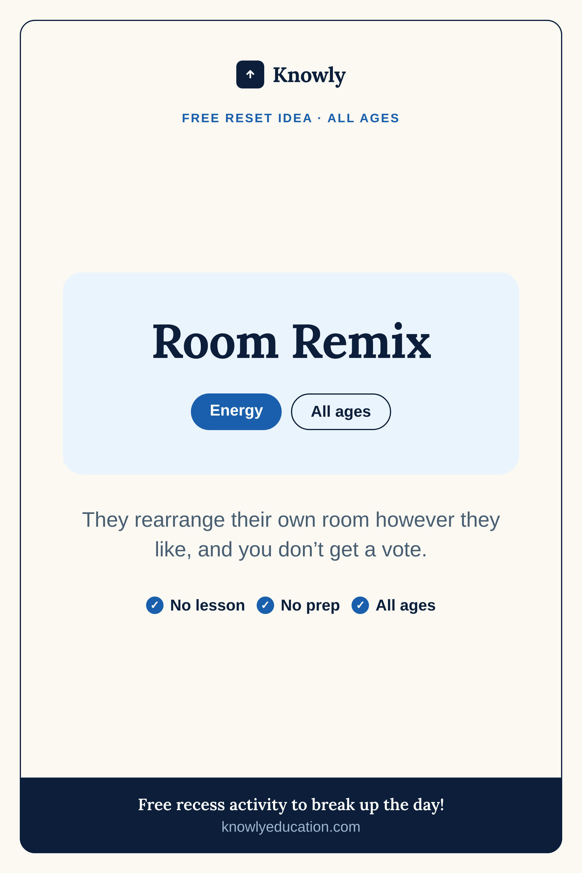 Room Remix — free recess activity from Knowly