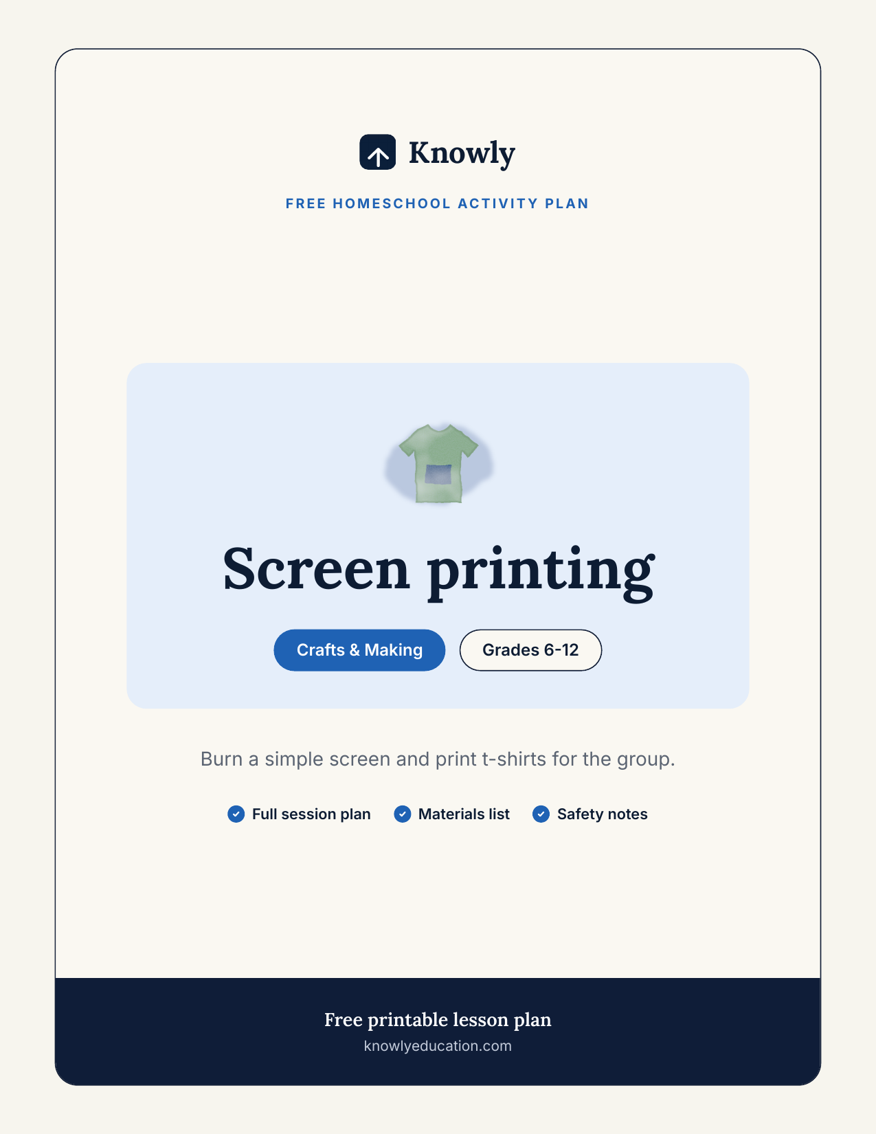 Screen printing — free recess activity from Knowly