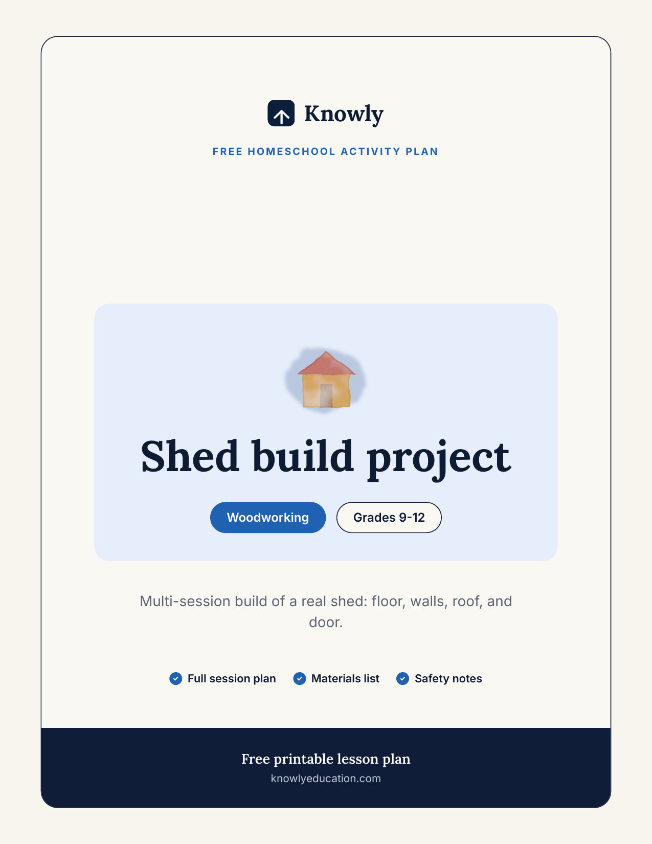 Shed build project — free recess activity from Knowly