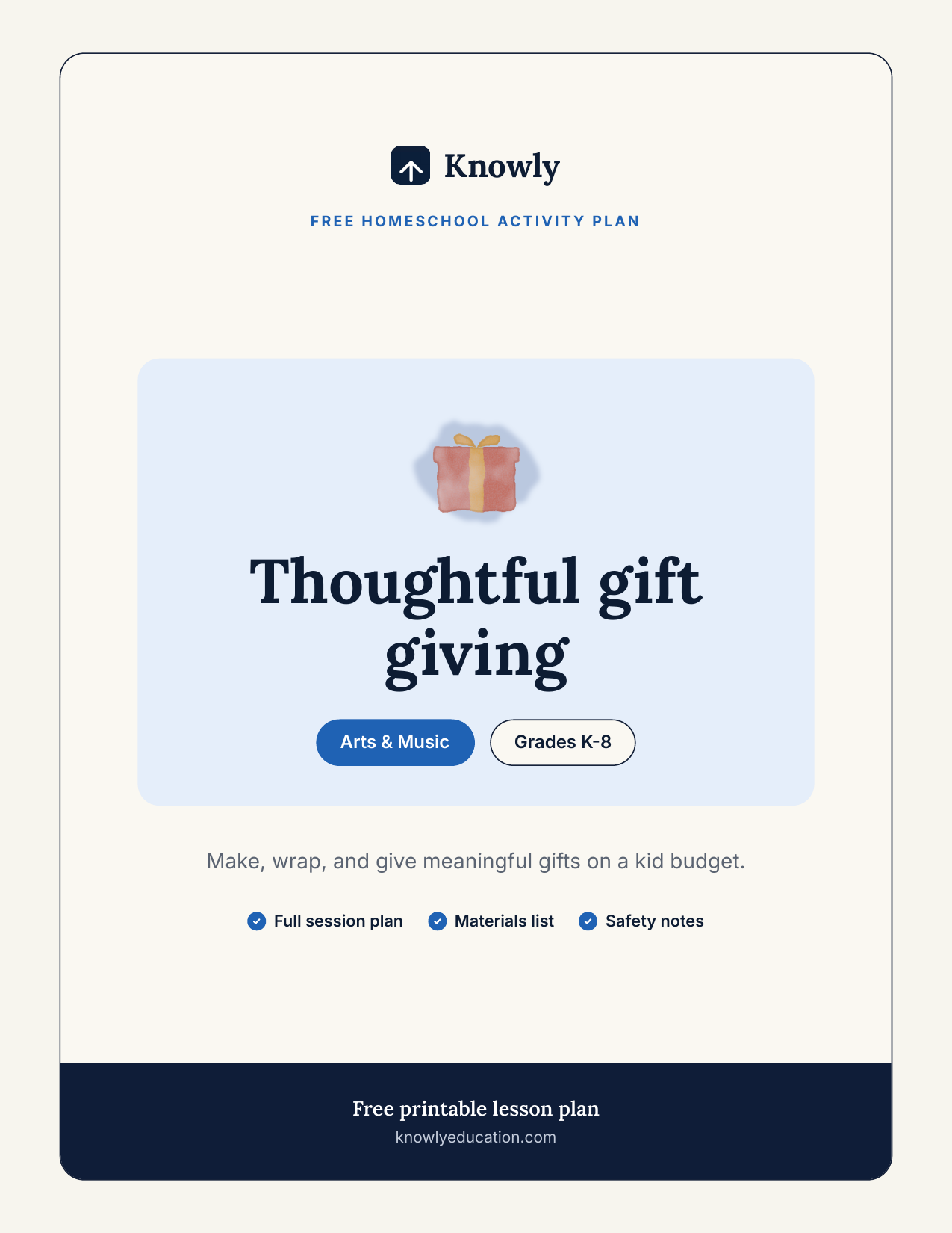 Thoughtful gift giving — free recess activity from Knowly